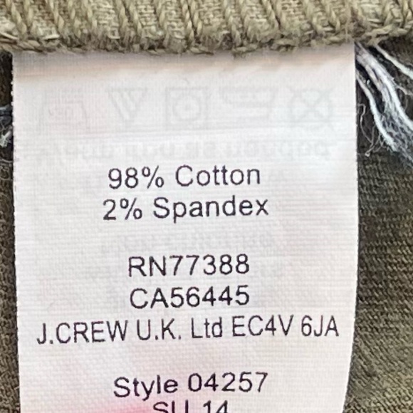 J. Crew Andie Chino Skinny Ankle Cropped Mid Rise Solid Green Size 8 Stretch - Picture 9 of 10